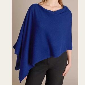 Cashmere Dress Topper Poncho in Royal Blue